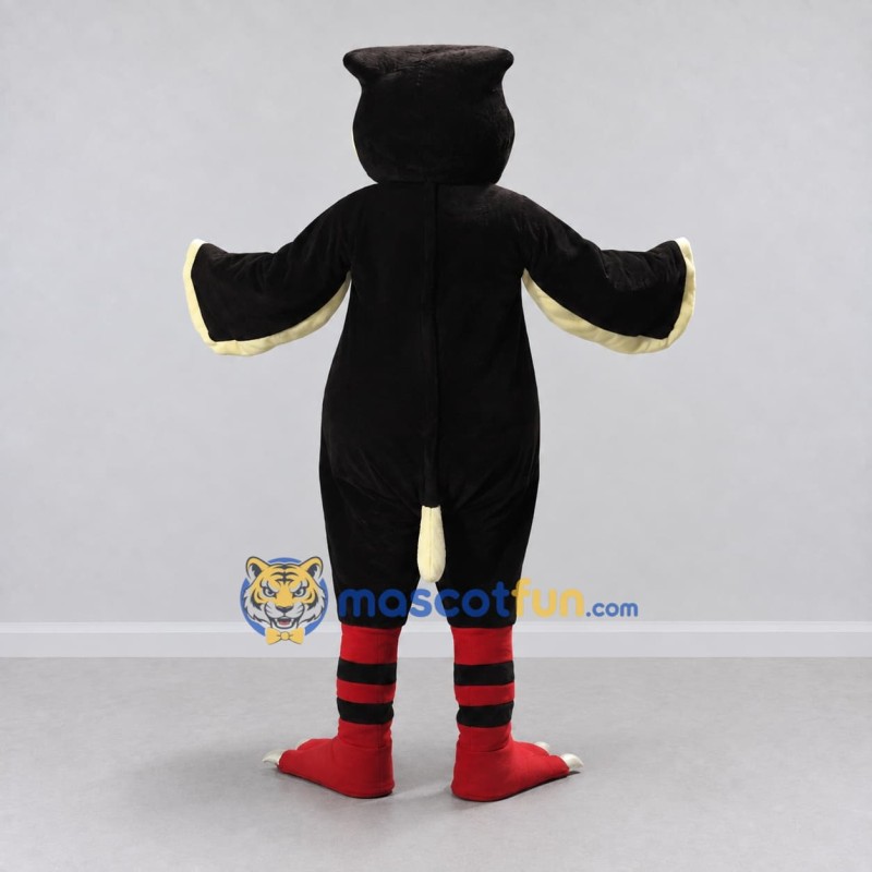 Custom Black and Cream Owl Character Mascot Costume Adult Full Body Suit for School Events Custom Black and Cream Owl Character Mascot Costume Adult Full Body Suit for School Events