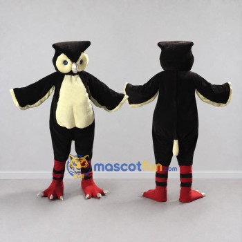 Custom Black and Cream Owl Character Mascot Costume Adult Full Body Suit for School Events