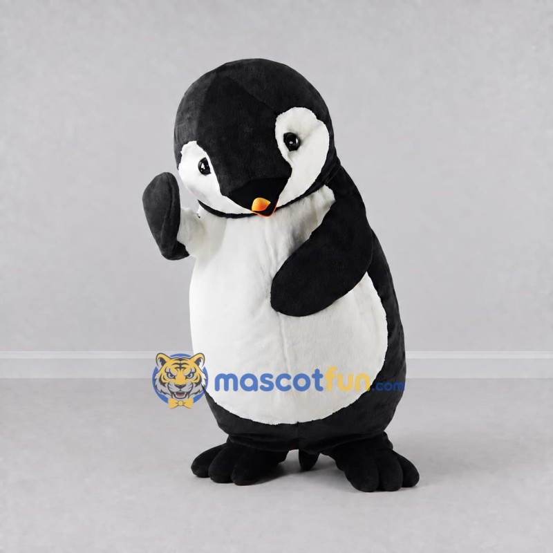 Custom Black and White Penguin Chick Character Mascot Costume Adult Full Body Suit for Winter Events Custom Black and White Penguin Chick Character Mascot Costume Adult Full Body Suit for Winter Events