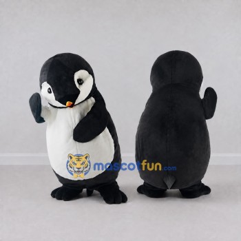 Custom Black and White Penguin Chick Character Mascot Costume Adult Full Body Suit for Winter Events