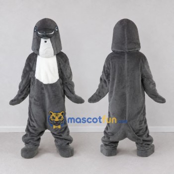Custom Gray and White Dolphin Character Mascot Costume Adult Full Body Suit for Ocean Events