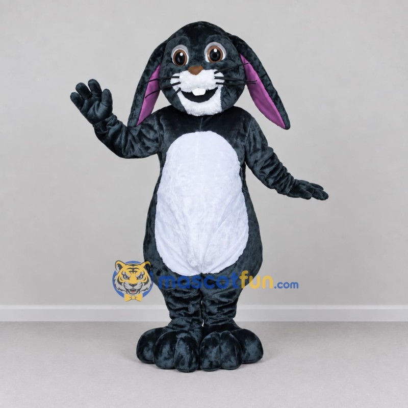 Custom Gray and White Lop-Eared Rabbit Character Mascot Costume Adult Full Body Suit for Easter Events Custom Gray and White Lop-Eared Rabbit Character Mascot Costume Adult Full Body Suit for Easter Events