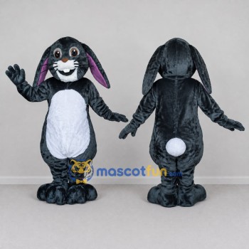 Custom Gray and White Lop-Eared Rabbit Character Mascot Costume Adult Full Body Suit for Easter Events