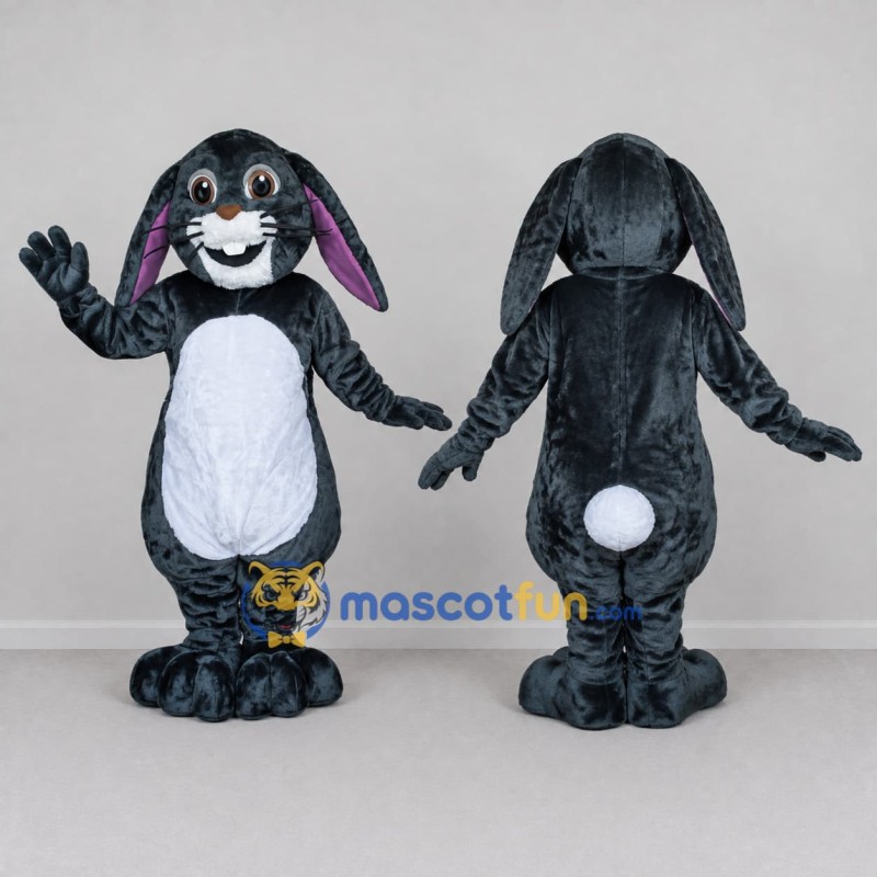 Custom Gray and White Lop-Eared Rabbit Character Mascot Costume Adult Full Body Suit for Easter Events Custom Gray and White Lop-Eared Rabbit Character Mascot Costume Adult Full Body Suit for Easter Events