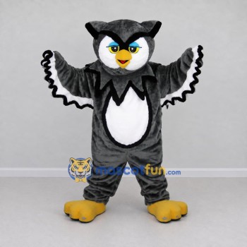 Custom Gray and White Owl Character Mascot Costume Adult Full Body Suit for School Events