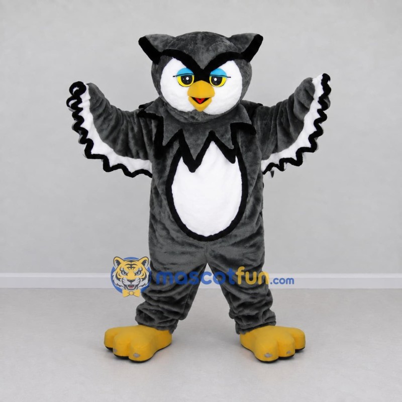 Custom Gray and White Owl Character Mascot Costume Adult Full Body Suit for School Events Custom Gray and White Owl Character Mascot Costume Adult Full Body Suit for School Events