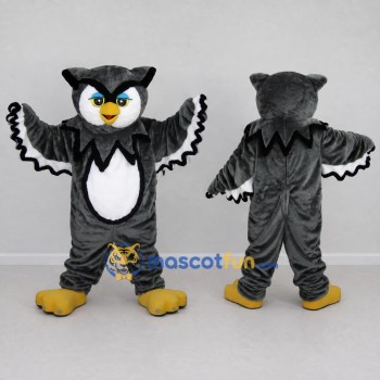 Custom Gray and White Owl Character Mascot Costume Adult Full Body Suit for School Events