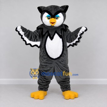 Custom Gray and White Owl Character Mascot Costume Adult Full Body Suit for School Events