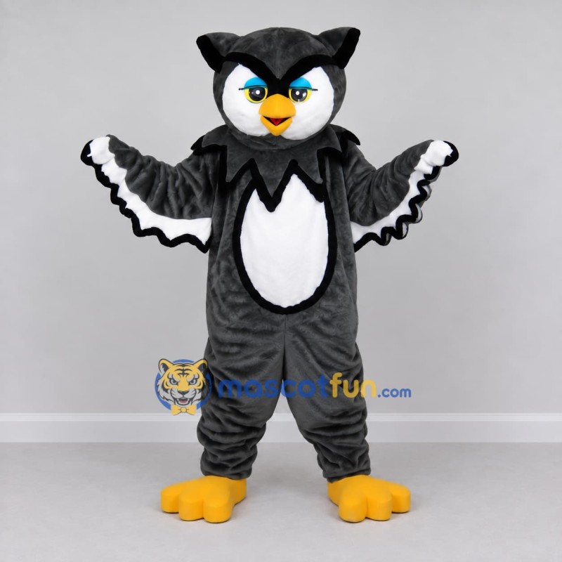Custom Gray and White Owl Character Mascot Costume Adult Full Body Suit for School Events Custom Gray and White Owl Character Mascot Costume Adult Full Body Suit for School Events
