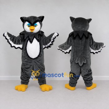 Custom Gray and White Owl Character Mascot Costume Adult Full Body Suit for School Events