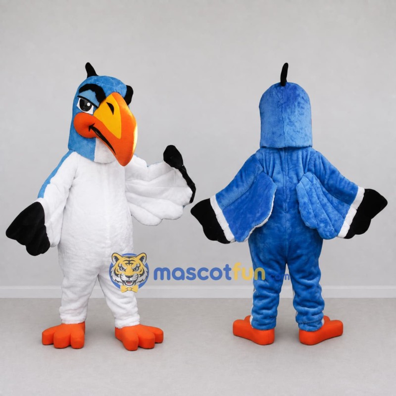 Custom Blue and White Hornbill Character Mascot Costume Adult Full Body Suit for Wildlife Events Custom Blue and White Hornbill Character Mascot Costume Adult Full Body Suit for Wildlife Events