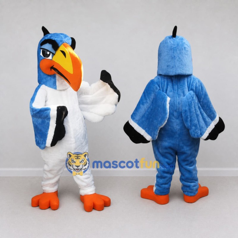 Custom Blue and White Hornbill Character Mascot Costume Adult Full Body Suit for Wildlife Events