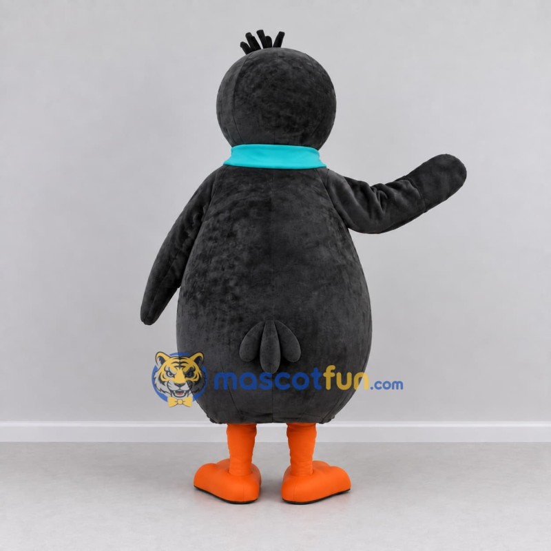 Custom Gray and White Penguin with a Teal Scarf Mascot Costume Adult Full Body Suit for Winter Events Custom Gray and White Penguin with a Teal Scarf Mascot Costume Adult Full Body Suit for Winter Events