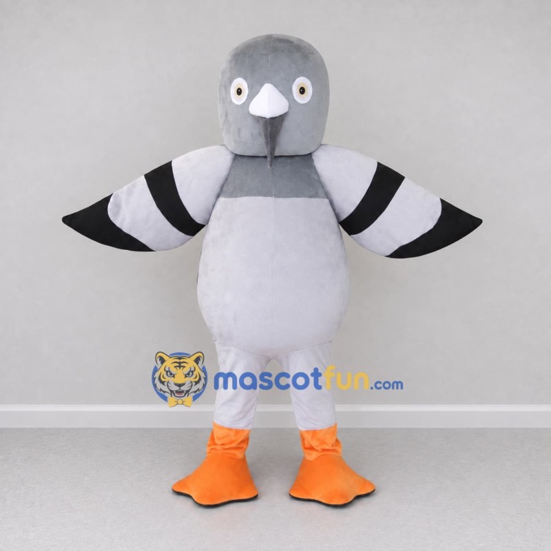 Custom Gray and White Pigeon Character Mascot Costume Adult Full Body Suit for School Events Custom Gray and White Pigeon Character Mascot Costume Adult Full Body Suit for School Events