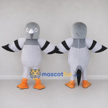 Custom Gray and White Pigeon Character Mascot Costume Adult Full Body Suit for School Events
