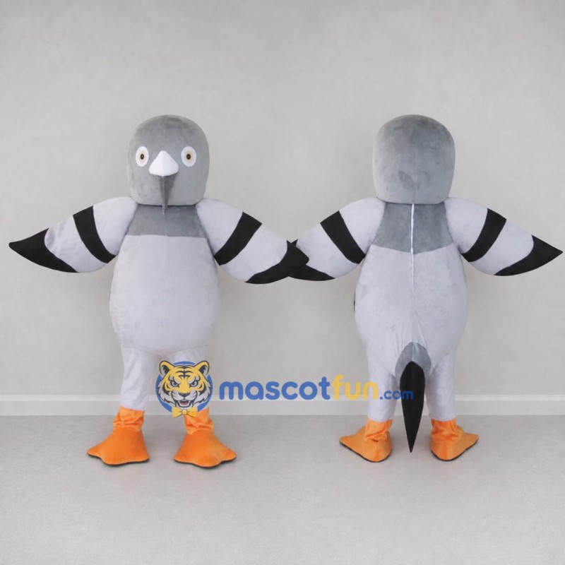 Custom Gray and White Pigeon Character Mascot Costume Adult Full Body Suit for School Events Custom Gray and White Pigeon Character Mascot Costume Adult Full Body Suit for School Events
