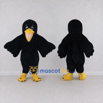 Custom Black and Yellow Bird Character Mascot Costume Adult Full Body Suit for School Events