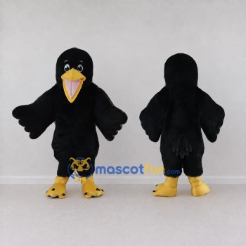 Custom Black and Yellow Bird Character Mascot Costume Adult Full Body Suit for School Events