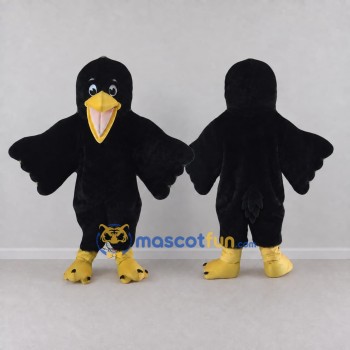 Custom Black and Yellow Bird Character Mascot Costume Adult Full Body Suit for School Events