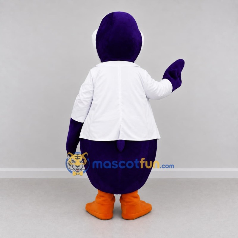 Custom Purple and White Penguin Doctor Character Mascot Costume Adult Full Body Suit for Community Events Custom Purple and White Penguin Doctor Character Mascot Costume Adult Full Body Suit for Community Events
