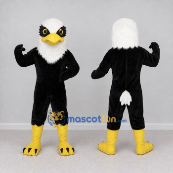 Custom Black and White Bald Eagle Character Mascot Costume Adult Full Body Suit for Sports Events