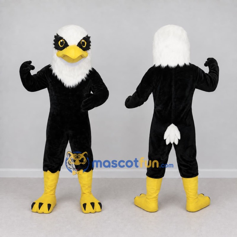 Custom Black and White Bald Eagle Character Mascot Costume Adult Full Body Suit for Sports Events Custom Black and White Bald Eagle Character Mascot Costume Adult Full Body Suit for Sports Events