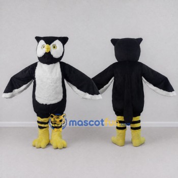 Custom Black and White Owl Character Mascot Costume Adult Full Body Suit for School Events