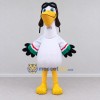 Custom White and Yellow Aviator Bird Character Mascot Costume Adult Full Body Suit for Theme Parties Custom White and Yellow Aviator Bird Character Mascot Costume Adult Full Body Suit for Theme Parties