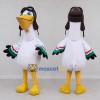 Custom White and Yellow Aviator Bird Character Mascot Costume Adult Full Body Suit for Theme Parties
