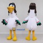 Custom White and Yellow Aviator Bird Character Mascot Costume Adult Full Body Suit for Theme Parties