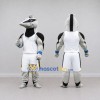 Custom Gray and White Badger Character in Sportswear Mascot Costume Adult Full Body Suit for Sports Events Custom Gray and White Badger Character in Sportswear Mascot Costume Adult Full Body Suit for Sports Events