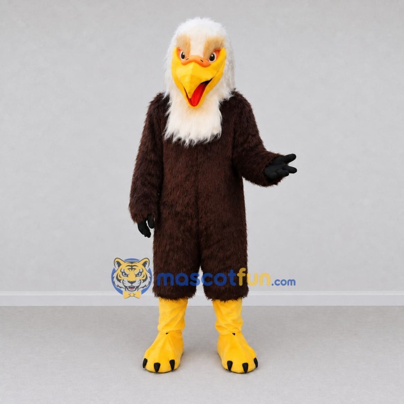 Custom Brown and White Bald Eagle Character Mascot Costume Adult Full Body Suit for Sports Events