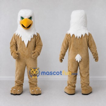 Custom Tan and White Eagle Character Mascot Costume Adult Full Body Suit for Sports Events