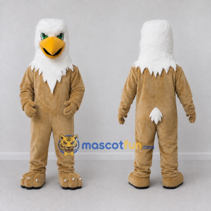 Custom Tan and White Eagle Character Mascot Costume Adult Full Body Suit for Sports Events Custom Tan and White Eagle Character Mascot Costume Adult Full Body Suit for Sports Events