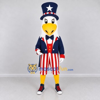 Custom White Red and Blue Eagle in a Stars and Stripes Outfit Mascot Costume Adult Full Body Suit for Community Events Custom White Red and Blue Eagle in a Stars and Stripes Outfit Mascot Costume Adult Full Body Suit for Community Events