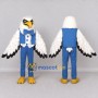 Custom White and Blue Eagle Character in Formalwear Mascot Costume Adult Full Body Suit for Theme Parties