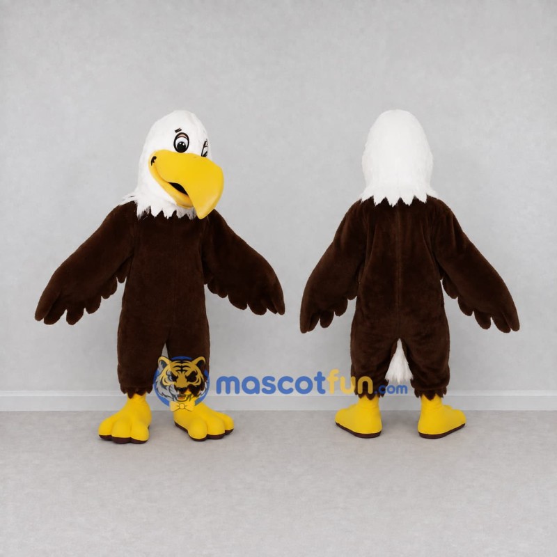 Custom Brown and White Bald Eagle Character Mascot Costume Adult Full Body Suit for Sports Events