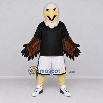 Custom Brown and White Eagle Character in Sportswear Mascot Costume Adult Full Body Suit for Sports Events
