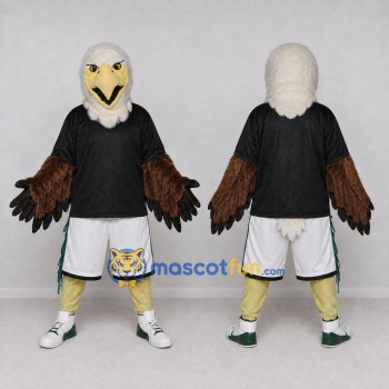 Custom Brown and White Eagle Character in Sportswear Mascot Costume Adult Full Body Suit for Sports Events