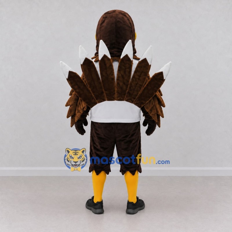 Custom Brown and White Bird Character in a Jersey Mascot Costume Adult Full Body Suit for Sports Events Custom Brown and White Bird Character in a Jersey Mascot Costume Adult Full Body Suit for Sports Events