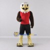 Custom Brown and White Eagle Character in a Red Jersey Mascot Costume Adult Full Body Suit for Sports Events Custom Brown and White Eagle Character in a Red Jersey Mascot Costume Adult Full Body Suit for Sports Events