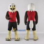 Custom Brown and White Eagle Character in a Red Jersey Mascot Costume Adult Full Body Suit for Sports Events