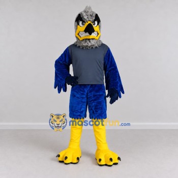 Custom Blue and Gray Eagle Character in Sportswear Mascot Costume Adult Full Body Suit for Sports Events