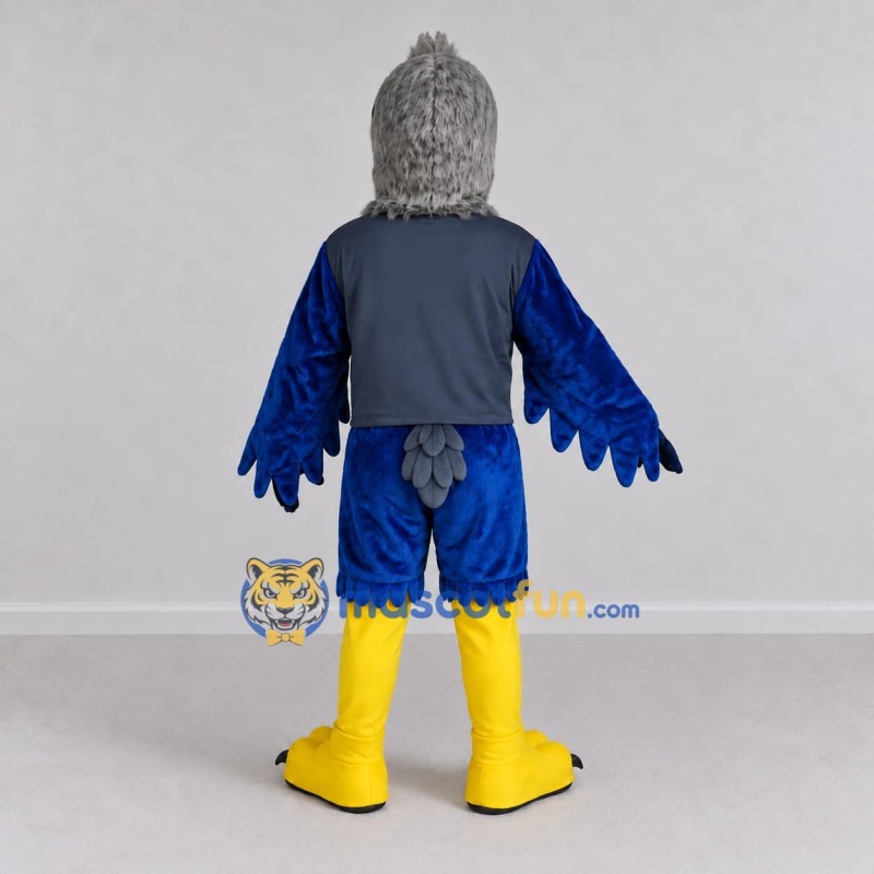 Custom Blue and Gray Eagle Character in Sportswear Mascot Costume Adult Full Body Suit for Sports Events Custom Blue and Gray Eagle Character in Sportswear Mascot Costume Adult Full Body Suit for Sports Events