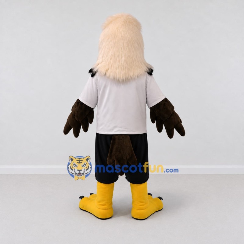Custom Brown and Cream Eagle Character in Sportswear Mascot Costume Adult Full Body Suit for Sports Events Custom Brown and Cream Eagle Character in Sportswear Mascot Costume Adult Full Body Suit for Sports Events