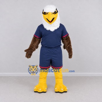 Custom Brown and White Bald Eagle Character in Sportswear Mascot Costume Adult Full Body Suit for Sports Events