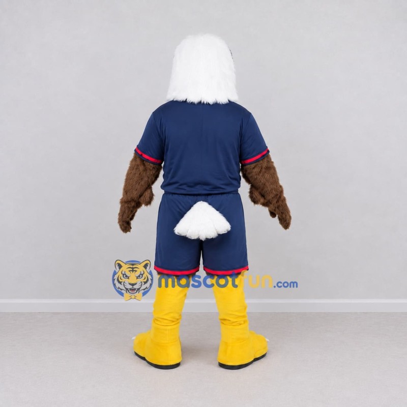 Custom Brown and White Bald Eagle Character in Sportswear Mascot Costume Adult Full Body Suit for Sports Events Custom Brown and White Bald Eagle Character in Sportswear Mascot Costume Adult Full Body Suit for Sports Events