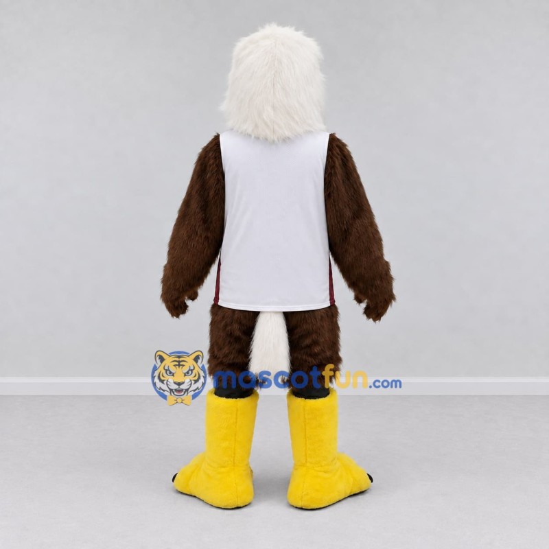 Custom Brown and White Bald Eagle Character in a Jersey Mascot Costume Adult Full Body Suit for Sports Events Custom Brown and White Bald Eagle Character in a Jersey Mascot Costume Adult Full Body Suit for Sports Events
