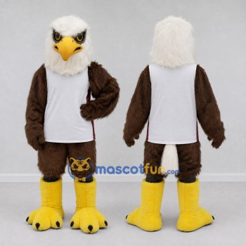 Custom Brown and White Bald Eagle Character in a Jersey Mascot Costume Adult Full Body Suit for Sports Events