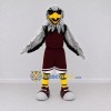 Custom Gray and Burgundy Eagle Character in Sportswear Mascot Costume Adult Full Body Suit for Sports Events